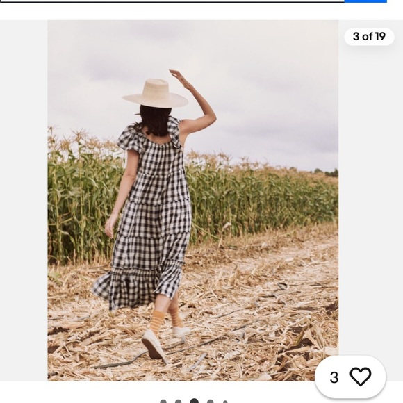 THE GREAT Nightingale Gingham Midi Dress in Navy Blue Heart Size 1 - Picture 7 of 14